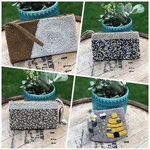 Hand beaded wristlet! Also, honey bee coin purse!